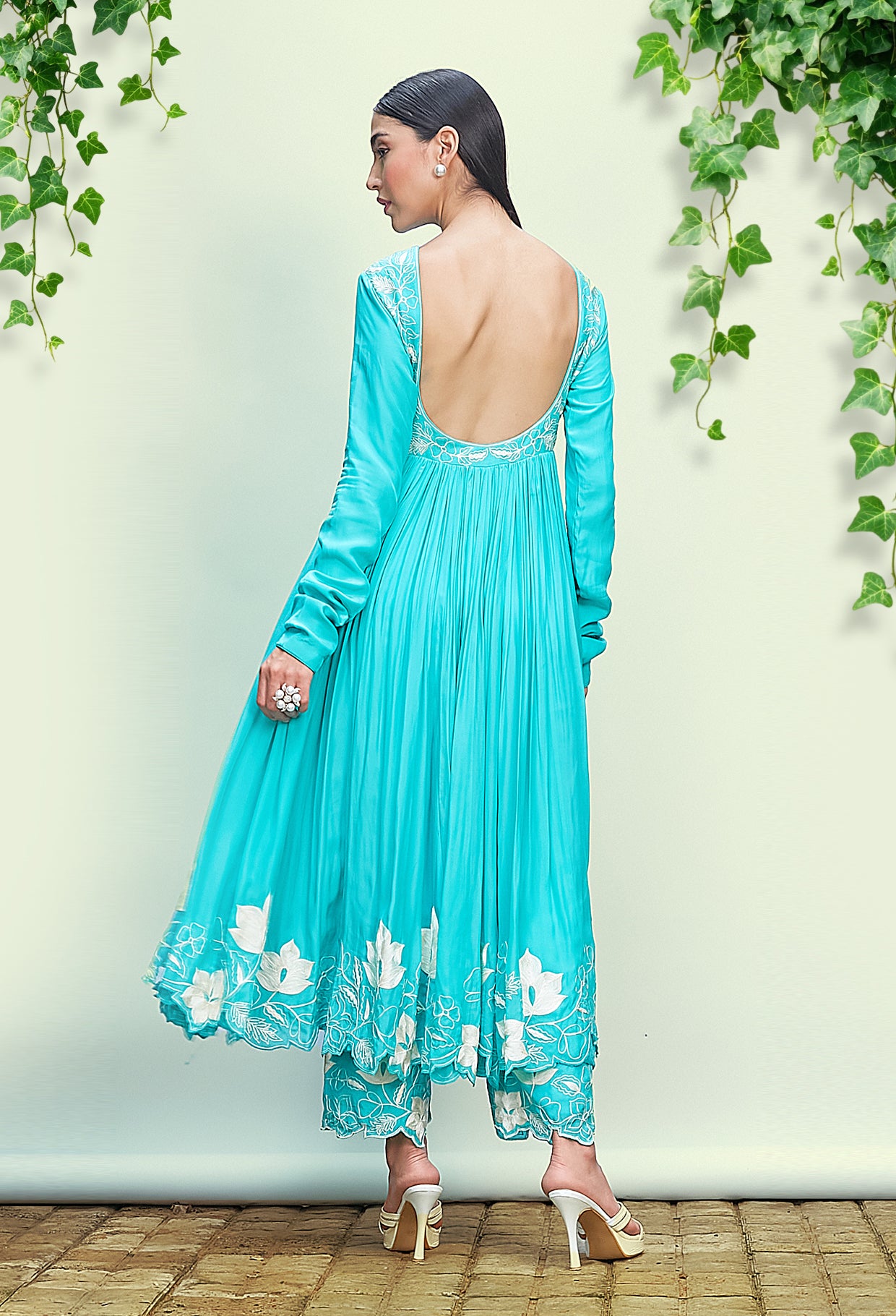 Bright Turquoise Anarkali Set