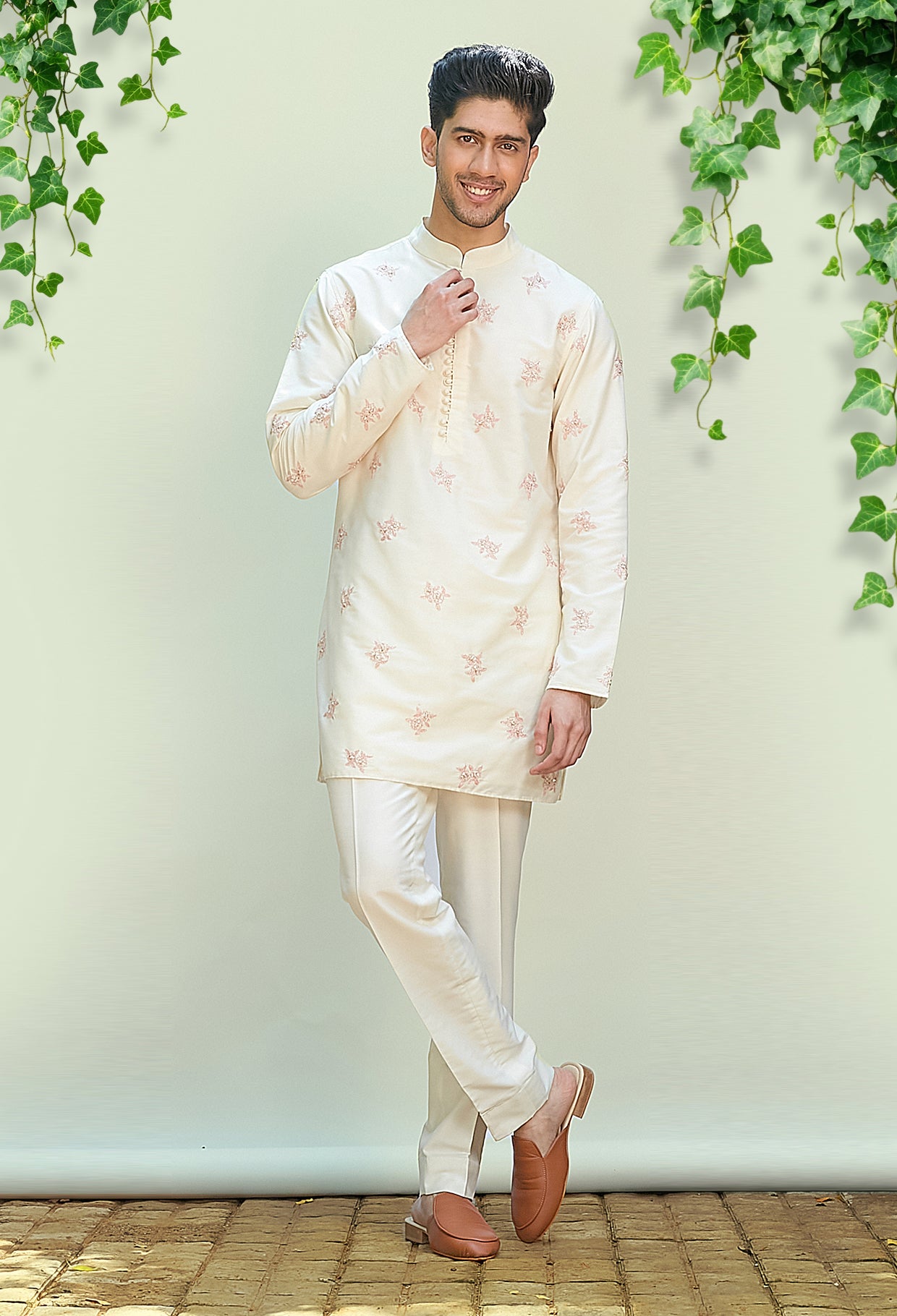 Short Embroidered Kurta Set