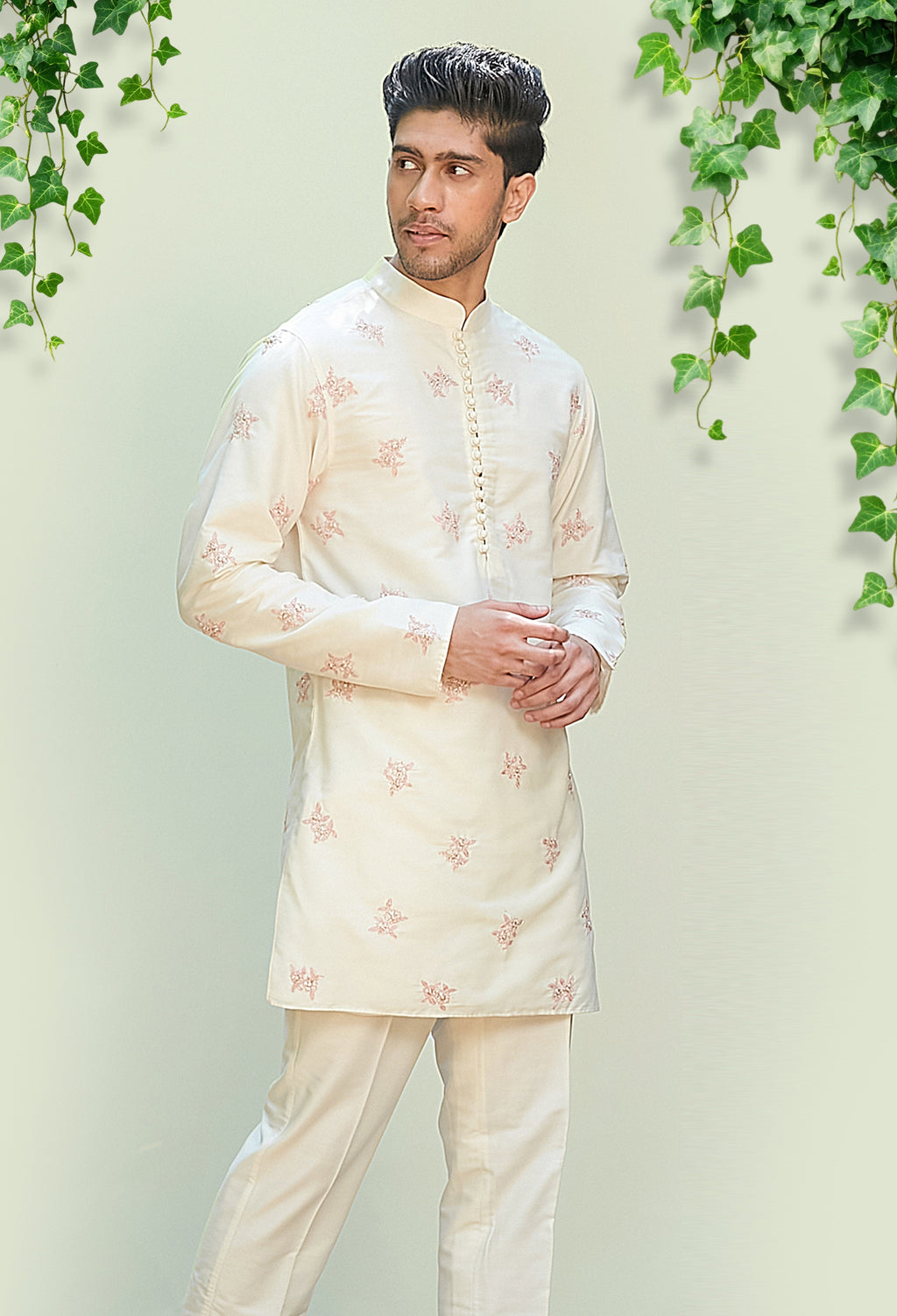 Short Embroidered Kurta Set