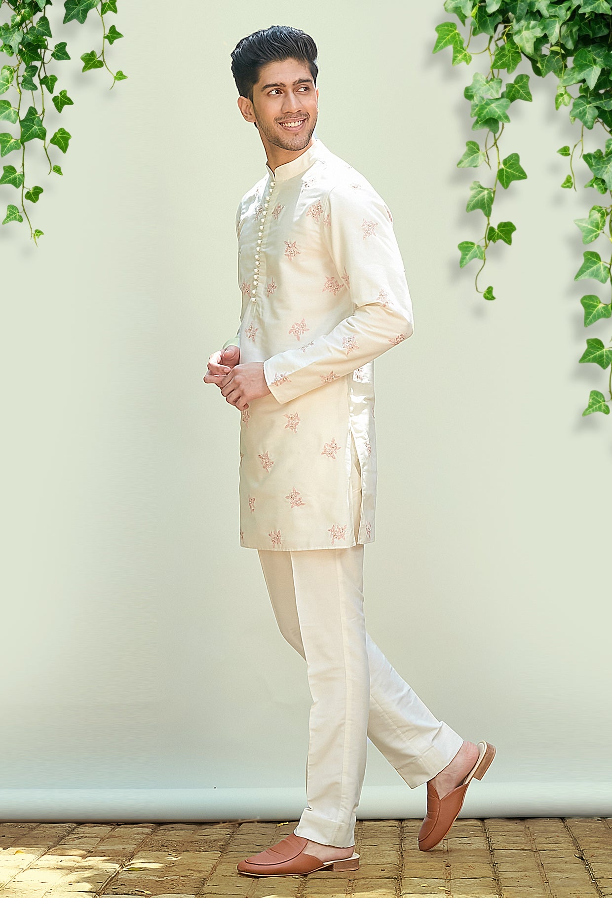 Short Embroidered Kurta Set