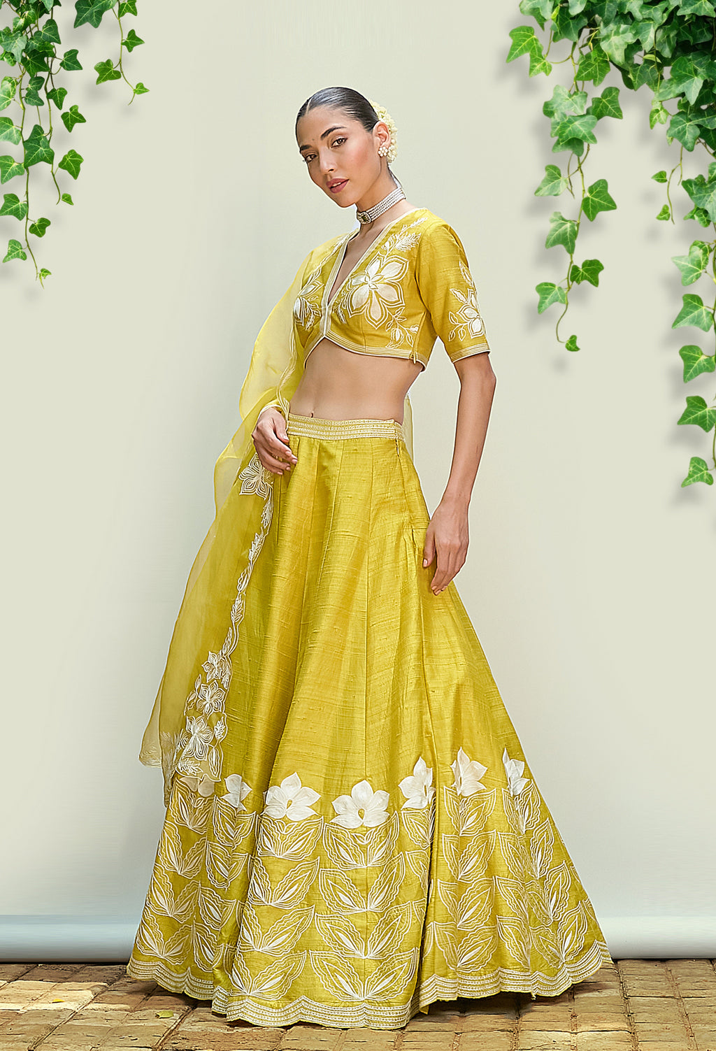 Sheen Green Pure Raw Silk Lehenga Set