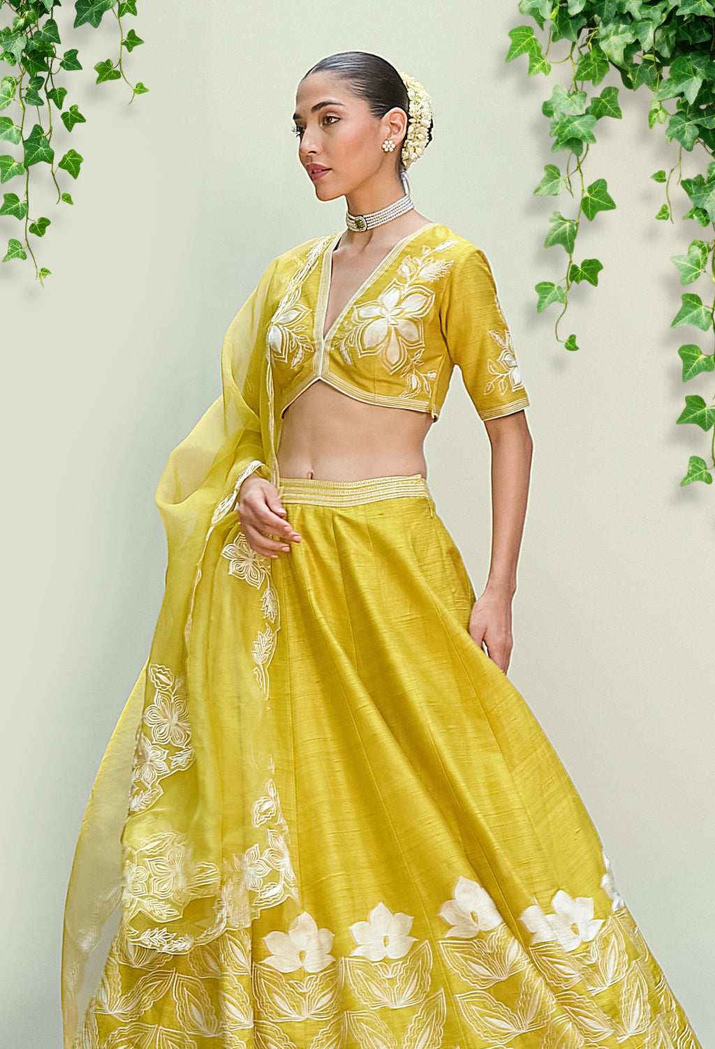 Sheen Green Pure Raw Silk Lehenga Set