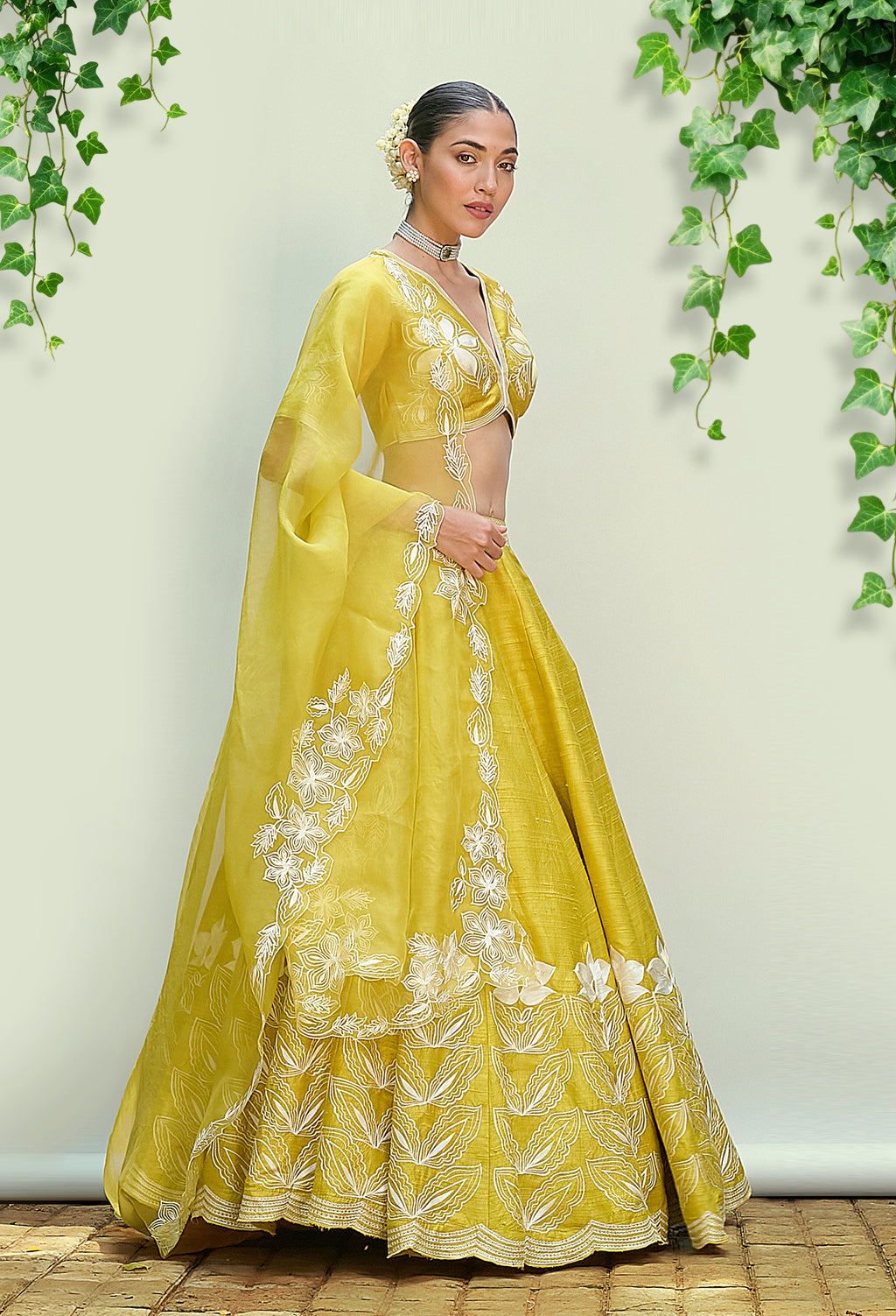 Sheen Green Pure Raw Silk Lehenga Set