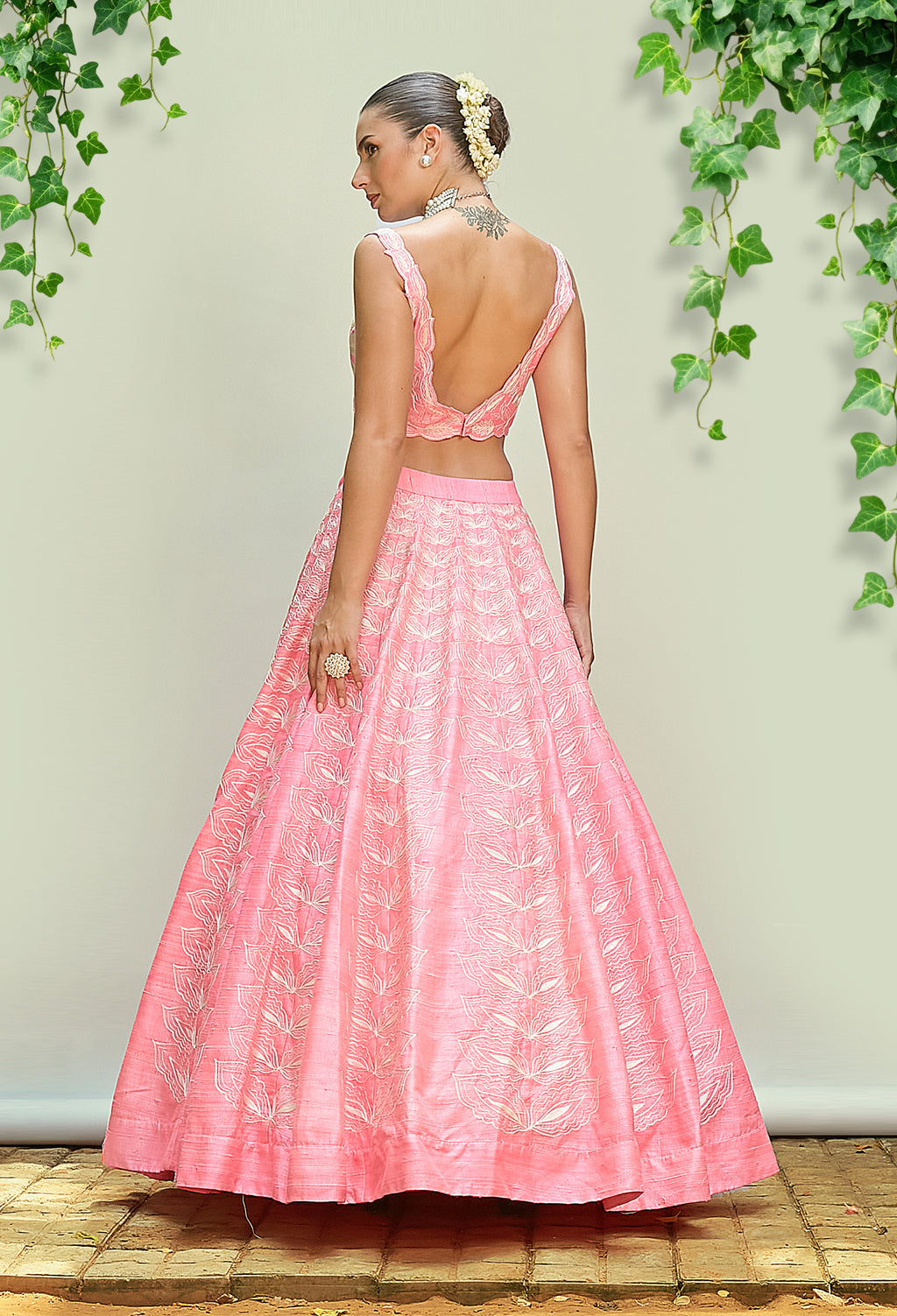 Bubblegum Pink Pure Raw Silk Lehenga Set