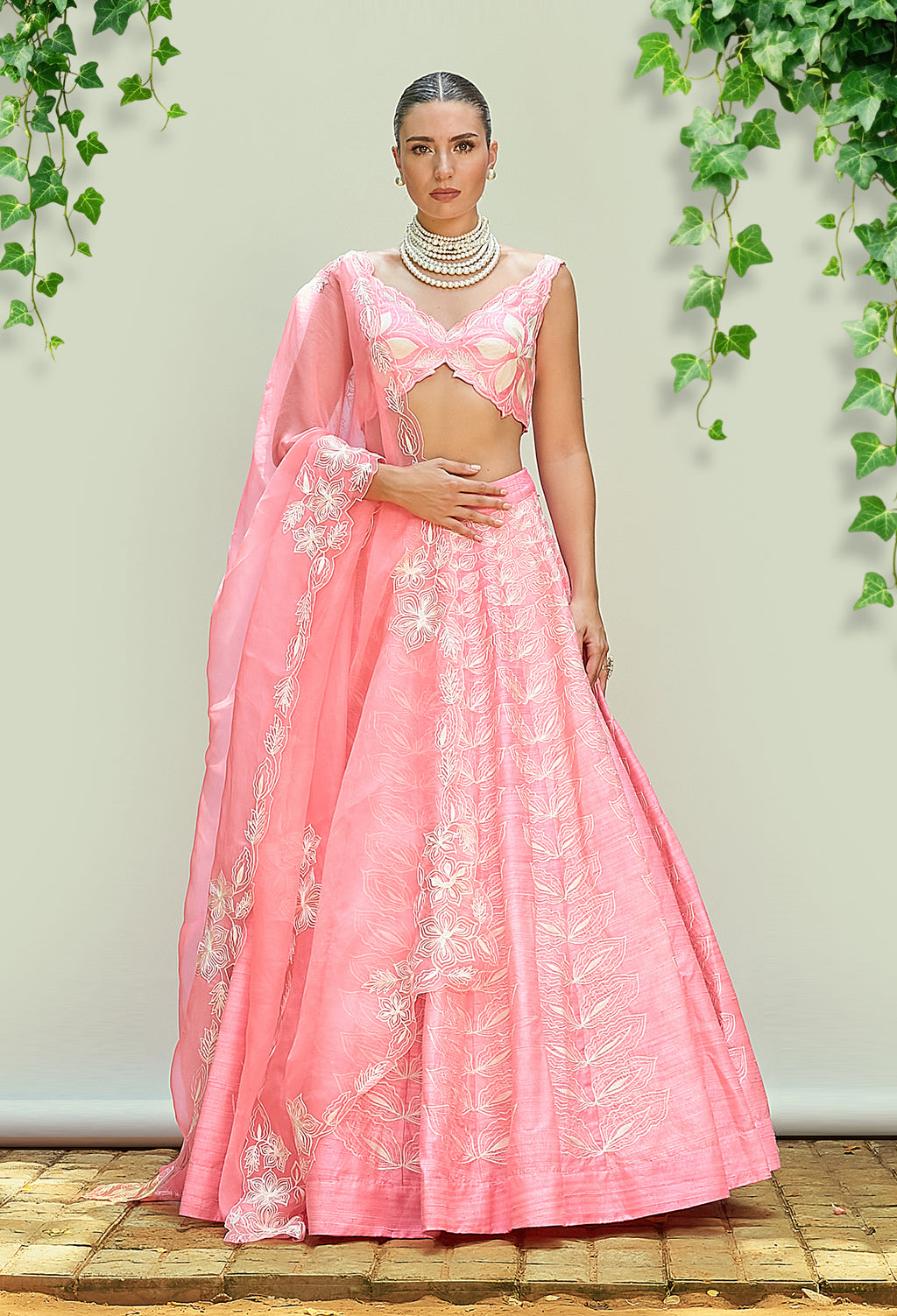 Bubblegum Pink Pure Raw Silk Lehenga Set