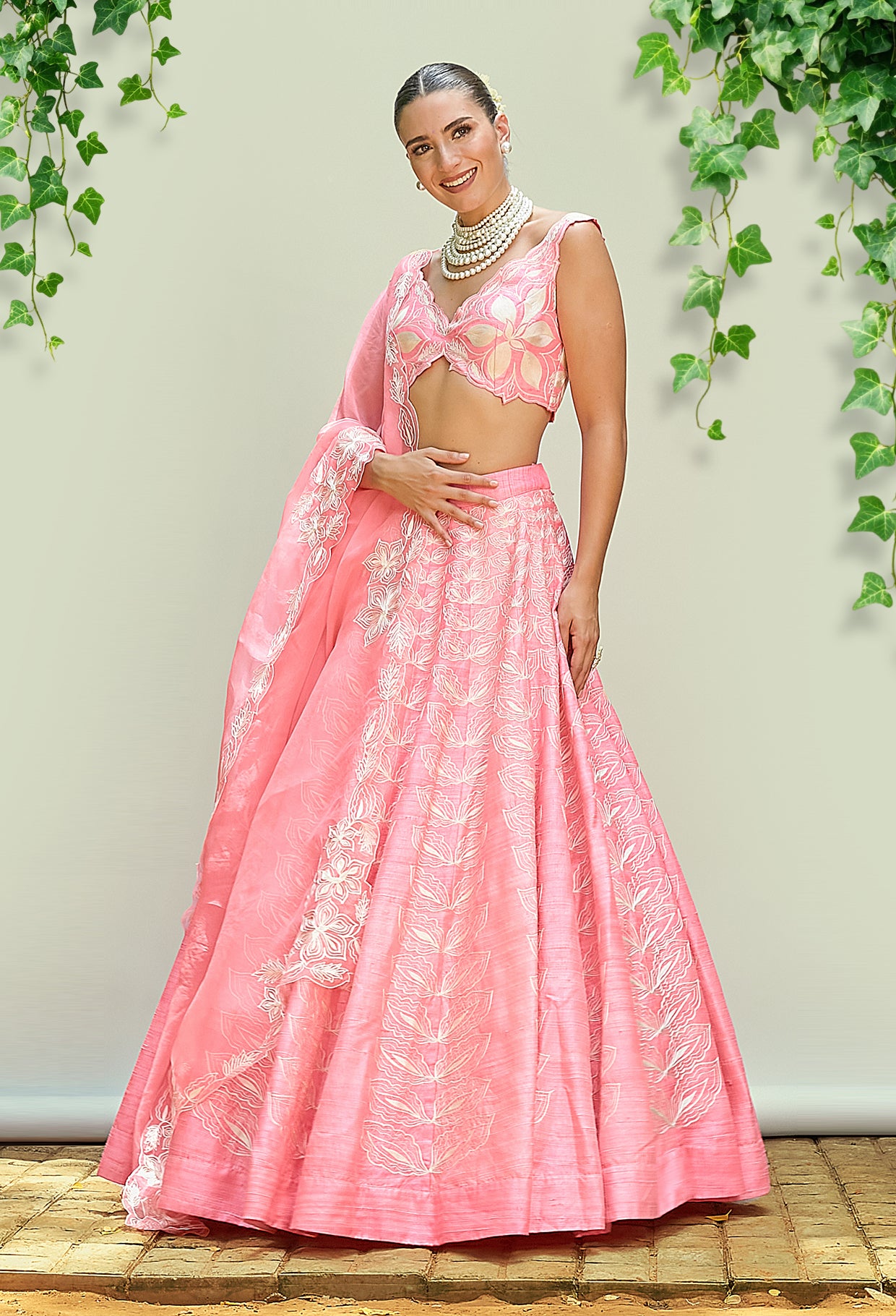 Bubblegum Pink Pure Raw Silk Lehenga Set