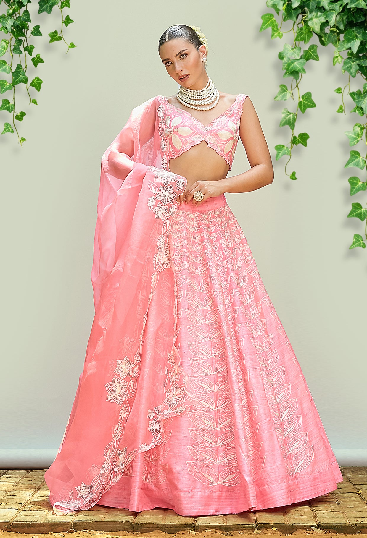 Bubblegum Pink Pure Raw Silk Lehenga Set