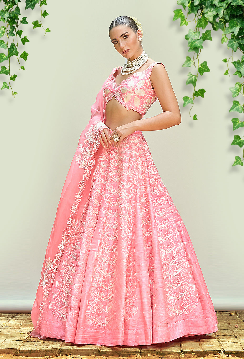 Bubblegum Pink Pure Raw Silk Lehenga Set