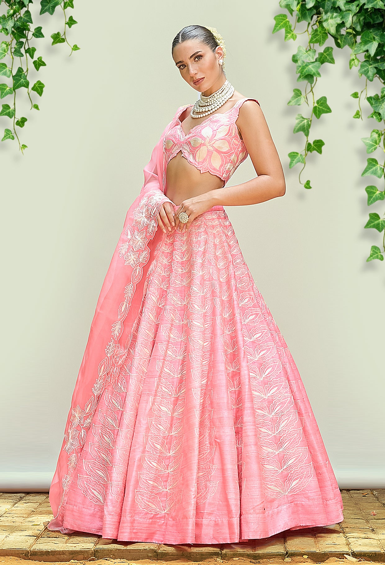Bubblegum Pink Pure Raw Silk Lehenga Set