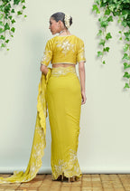 Sheen Green Pre Draped Saree