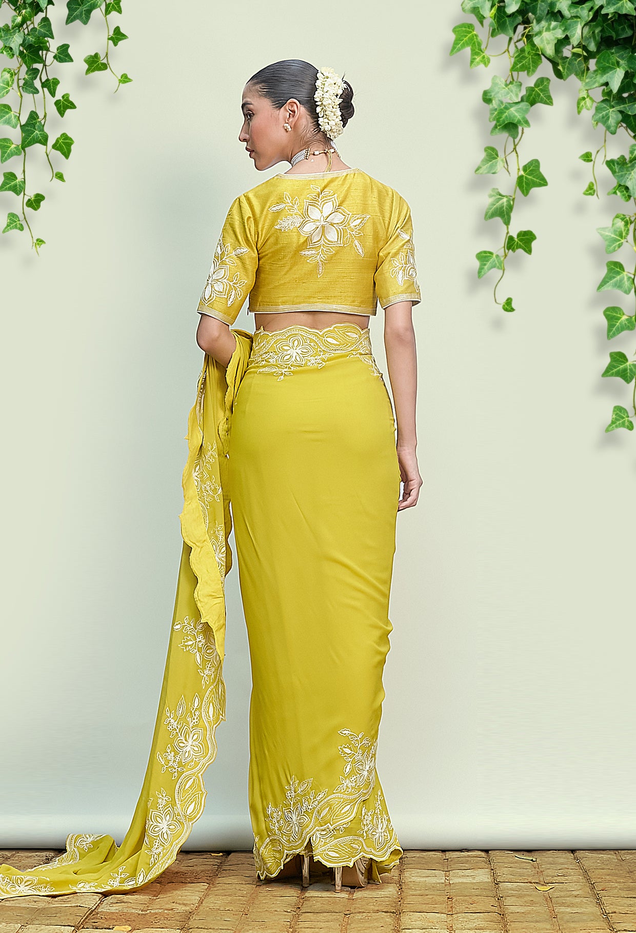 Sheen Green Pre Draped Saree