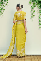 Sheen Green Pre Draped Saree