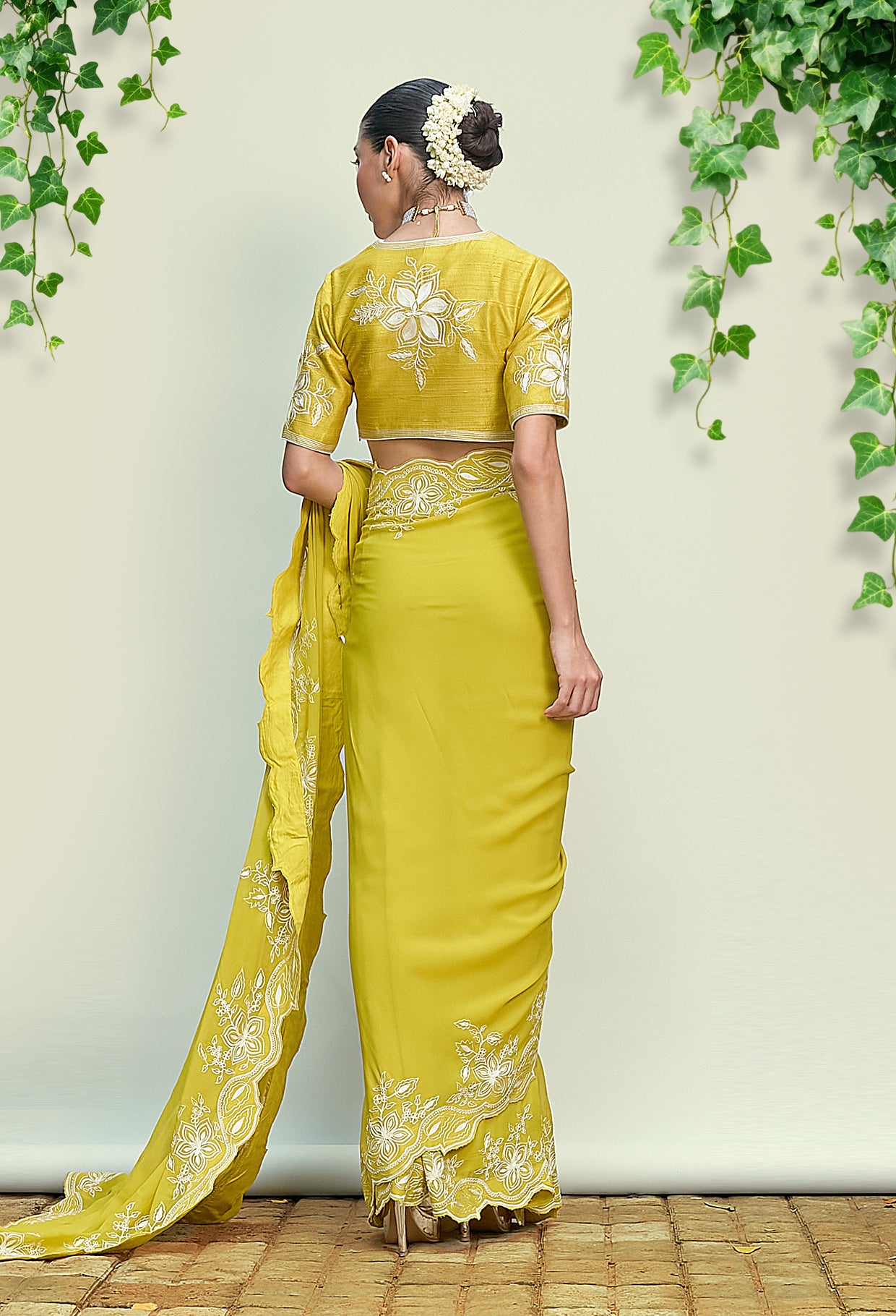 Sheen Green Pre Draped Saree