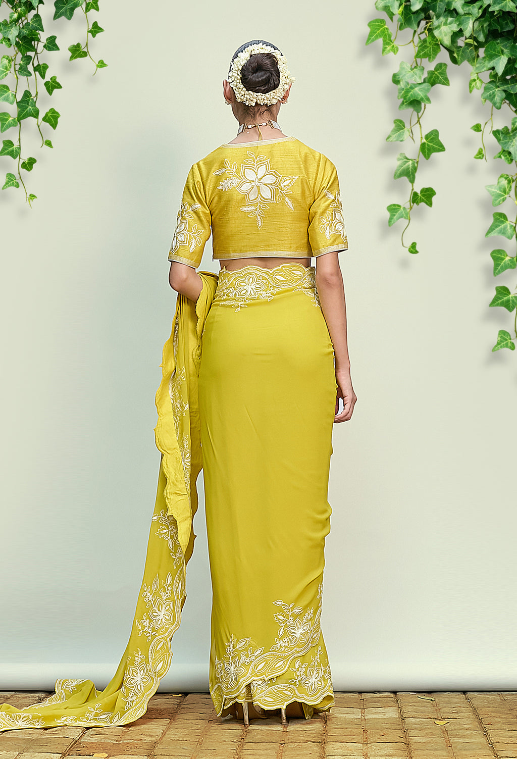 Sheen Green Pre Draped Saree