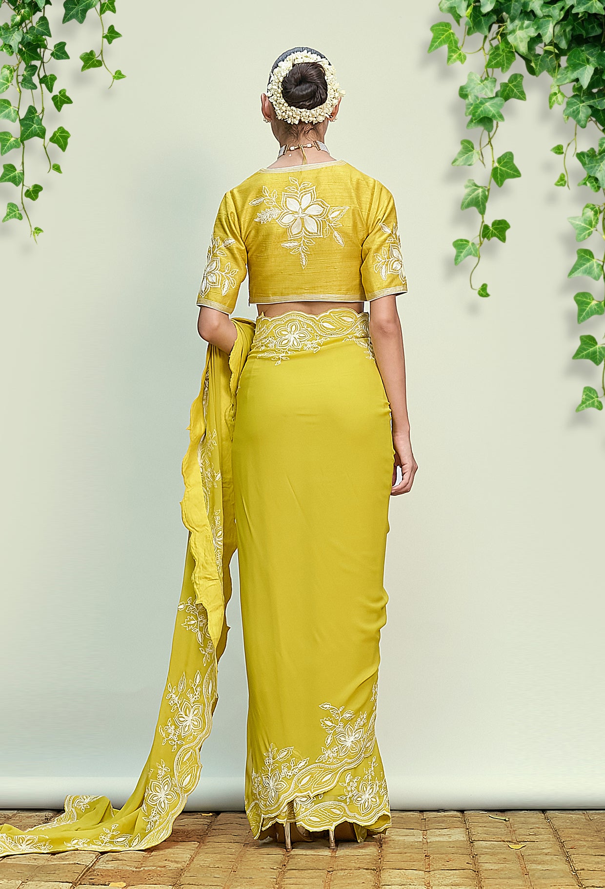 Sheen Green Pre Draped Saree