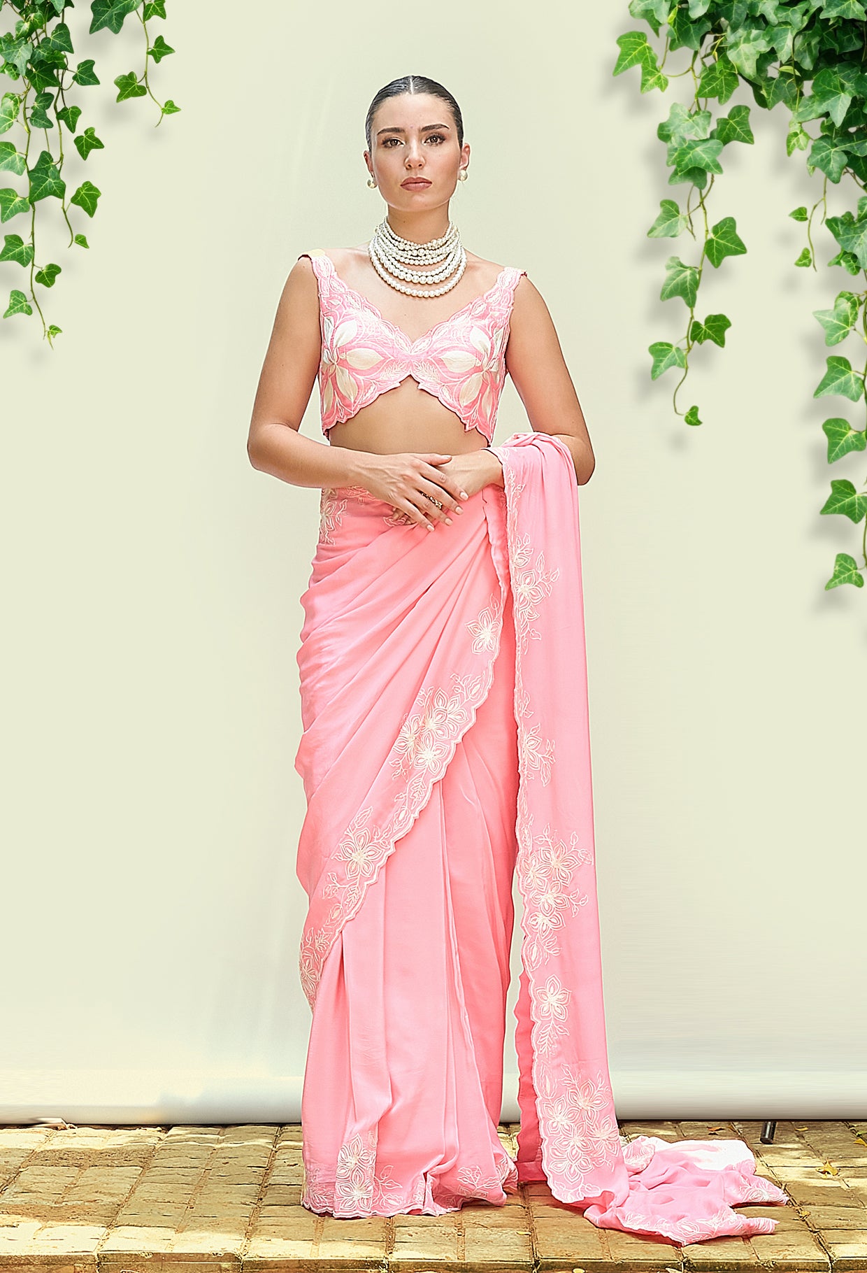 Bubblegum Pink Pre Draped Saree