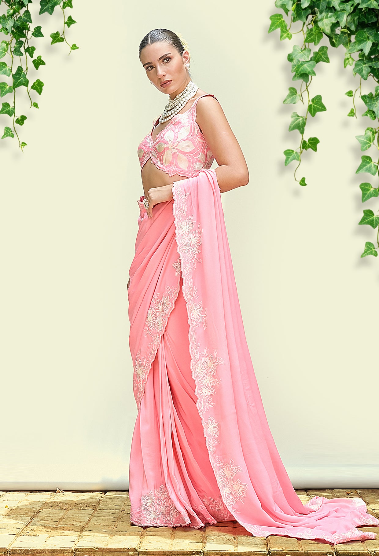 Bubblegum Pink Pre Draped Saree