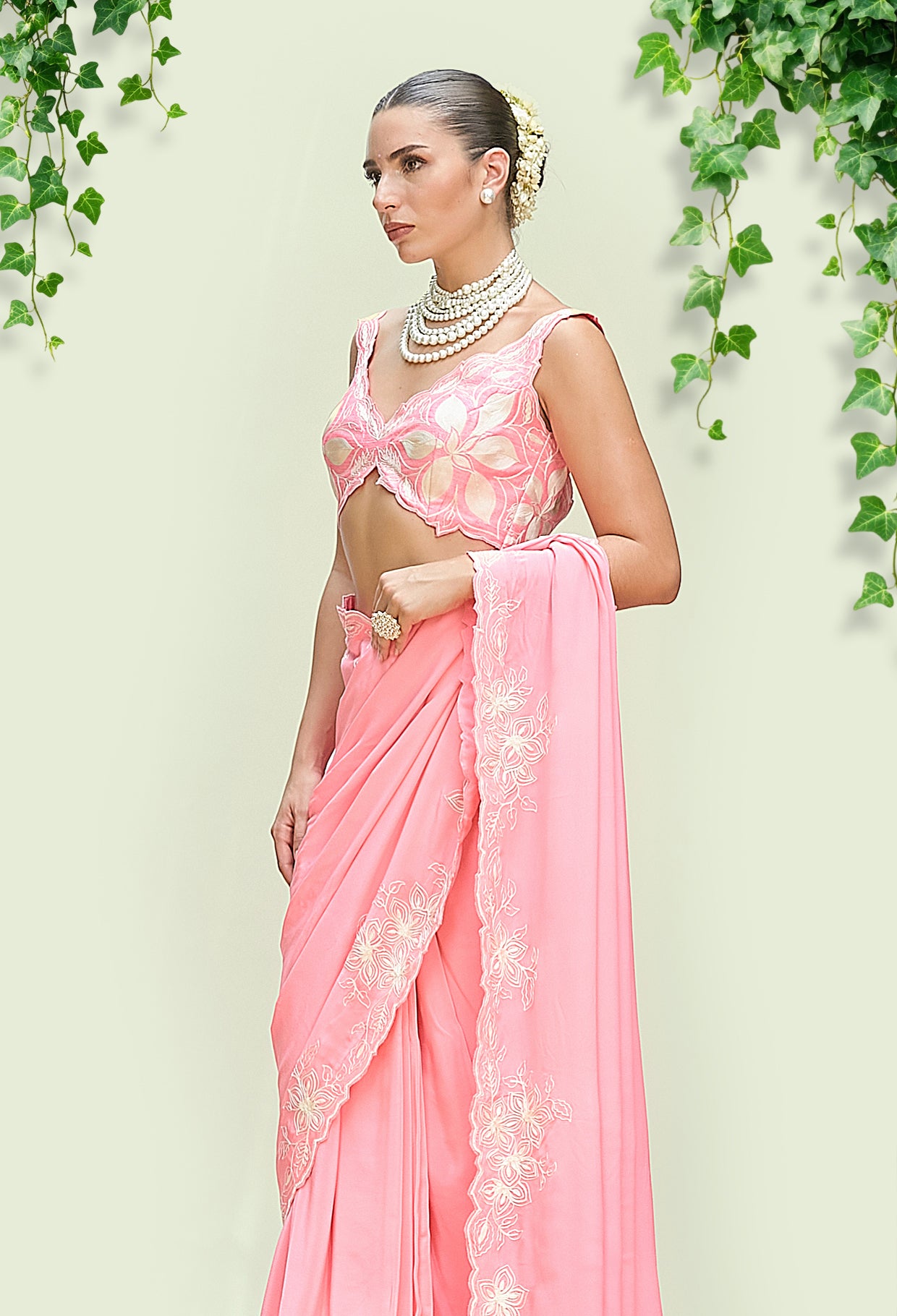 Bubblegum Pink Pre Draped Saree