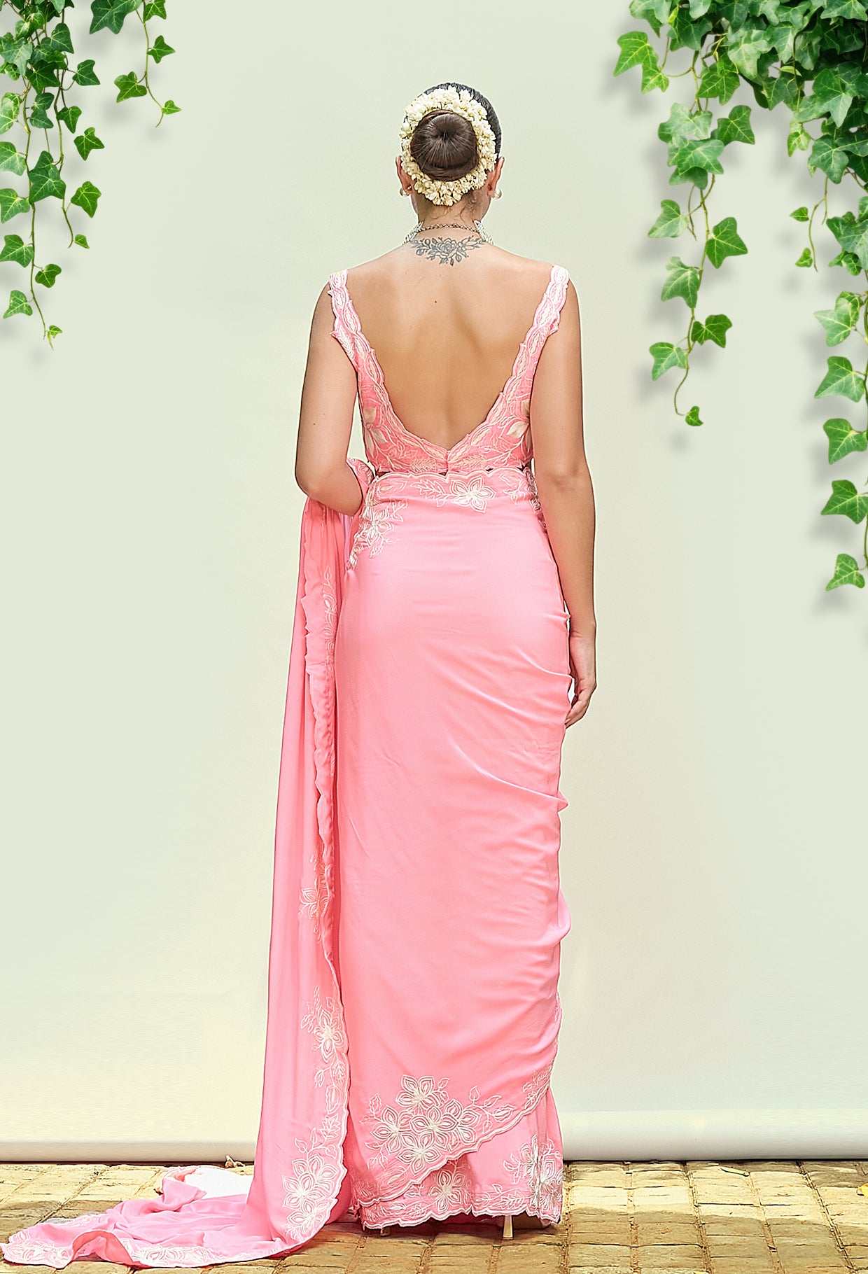 Bubblegum Pink Pre Draped Saree