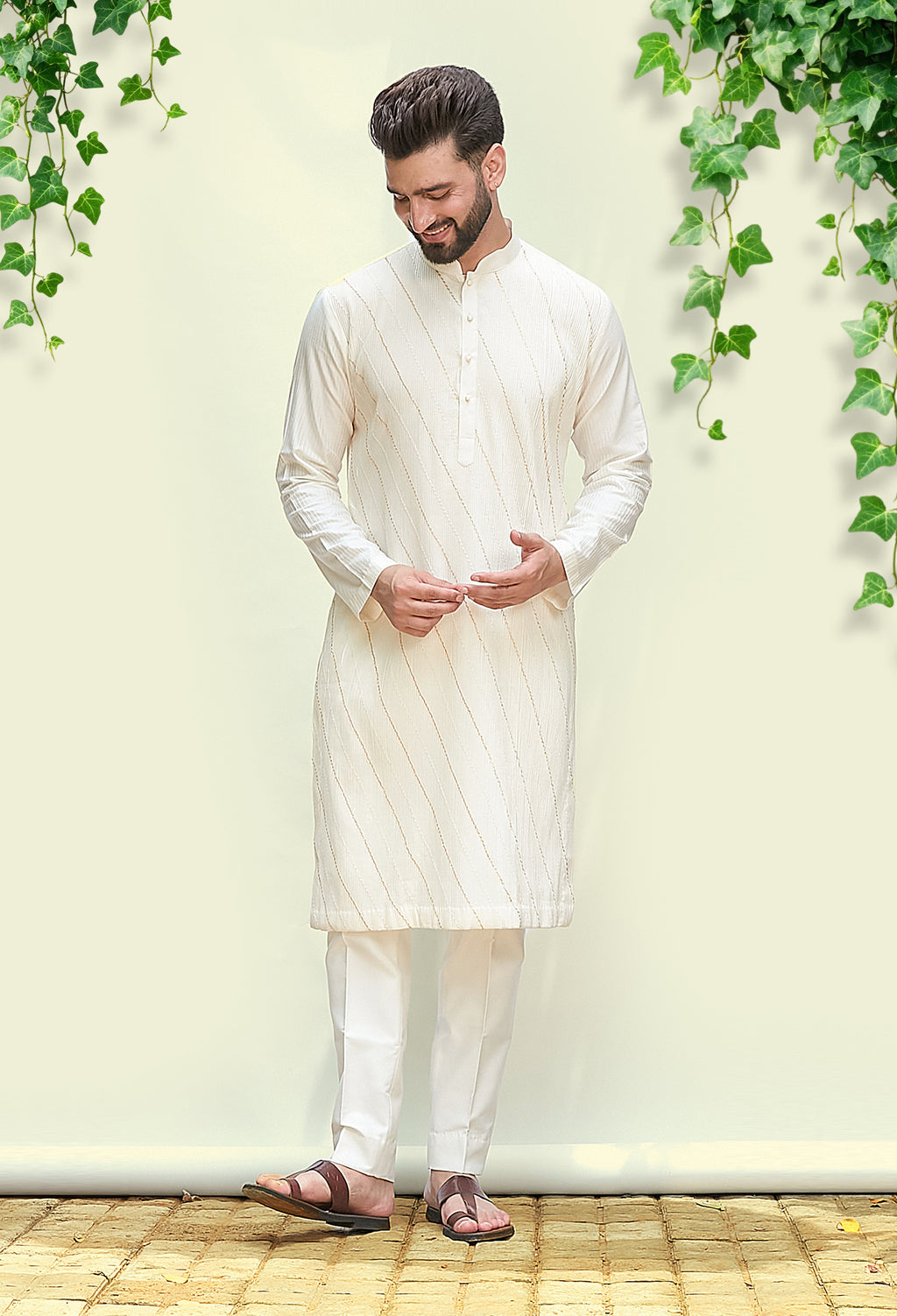 Long Ivory Kurta Set