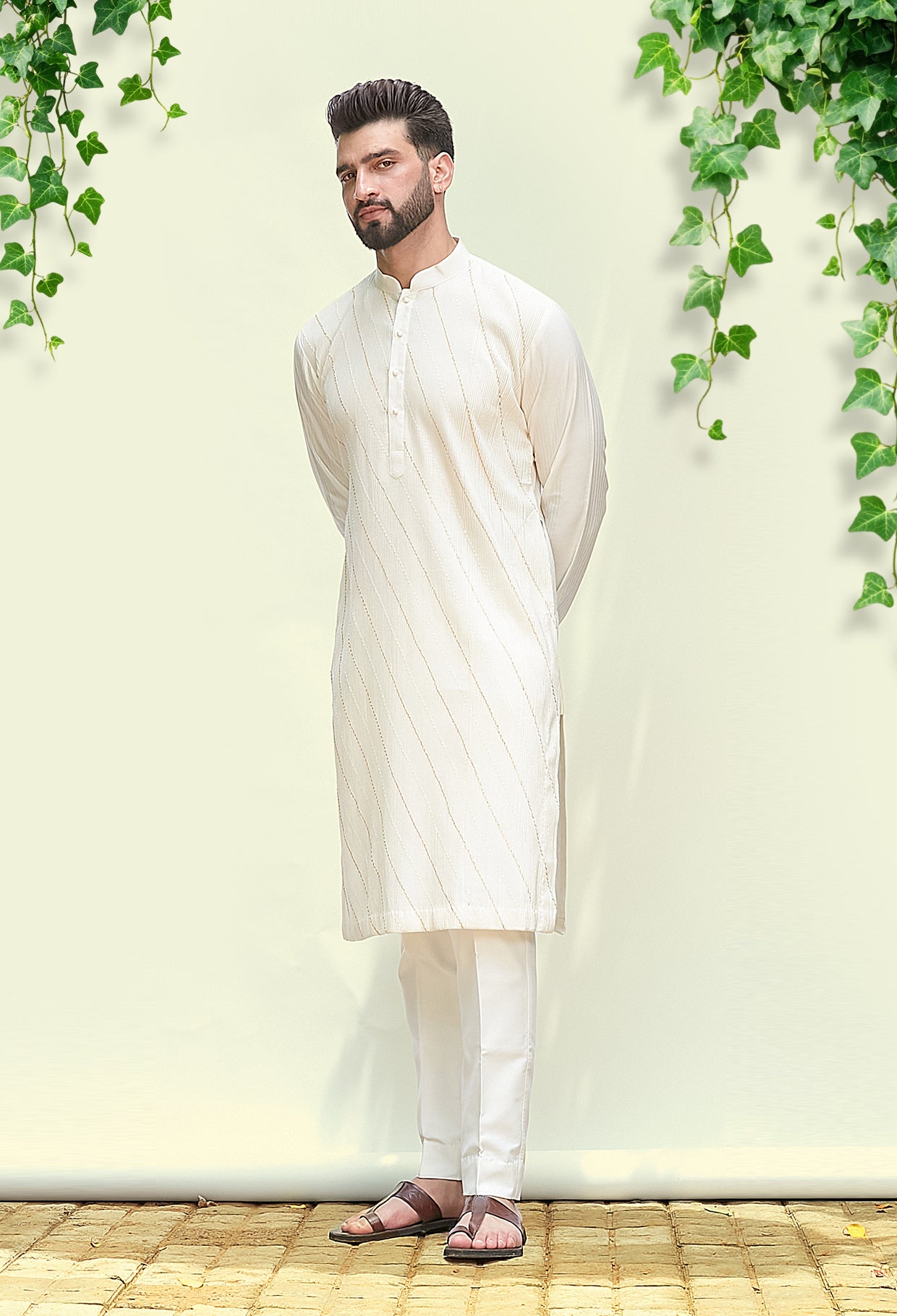 Long Ivory Kurta Set