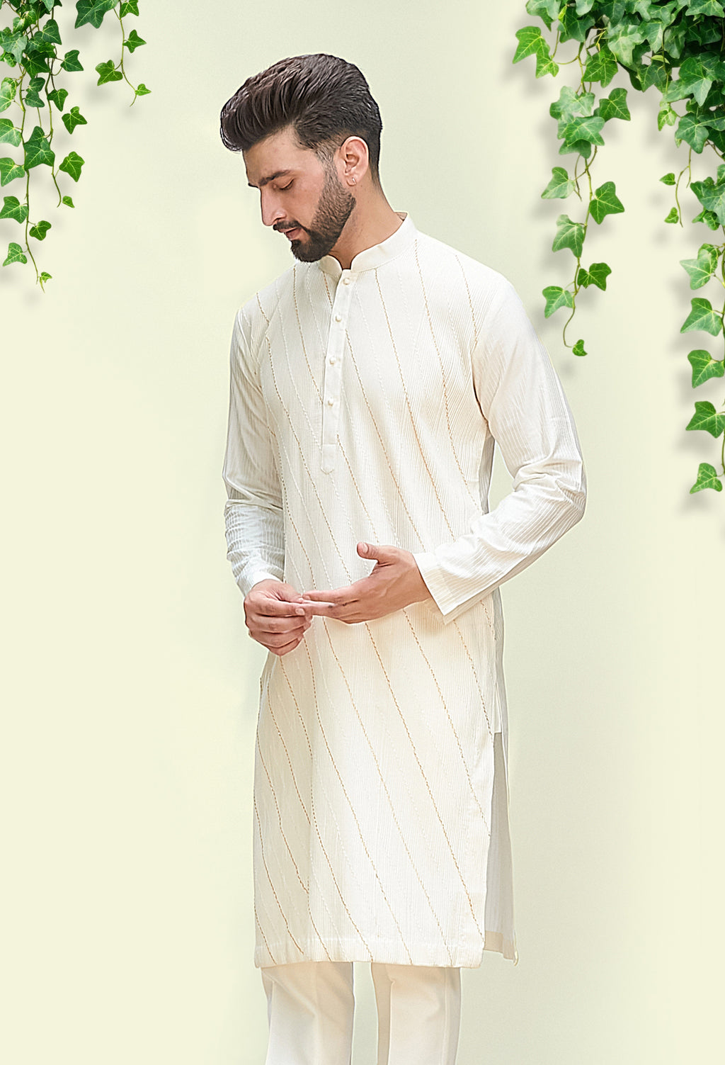 Long Ivory Kurta Set