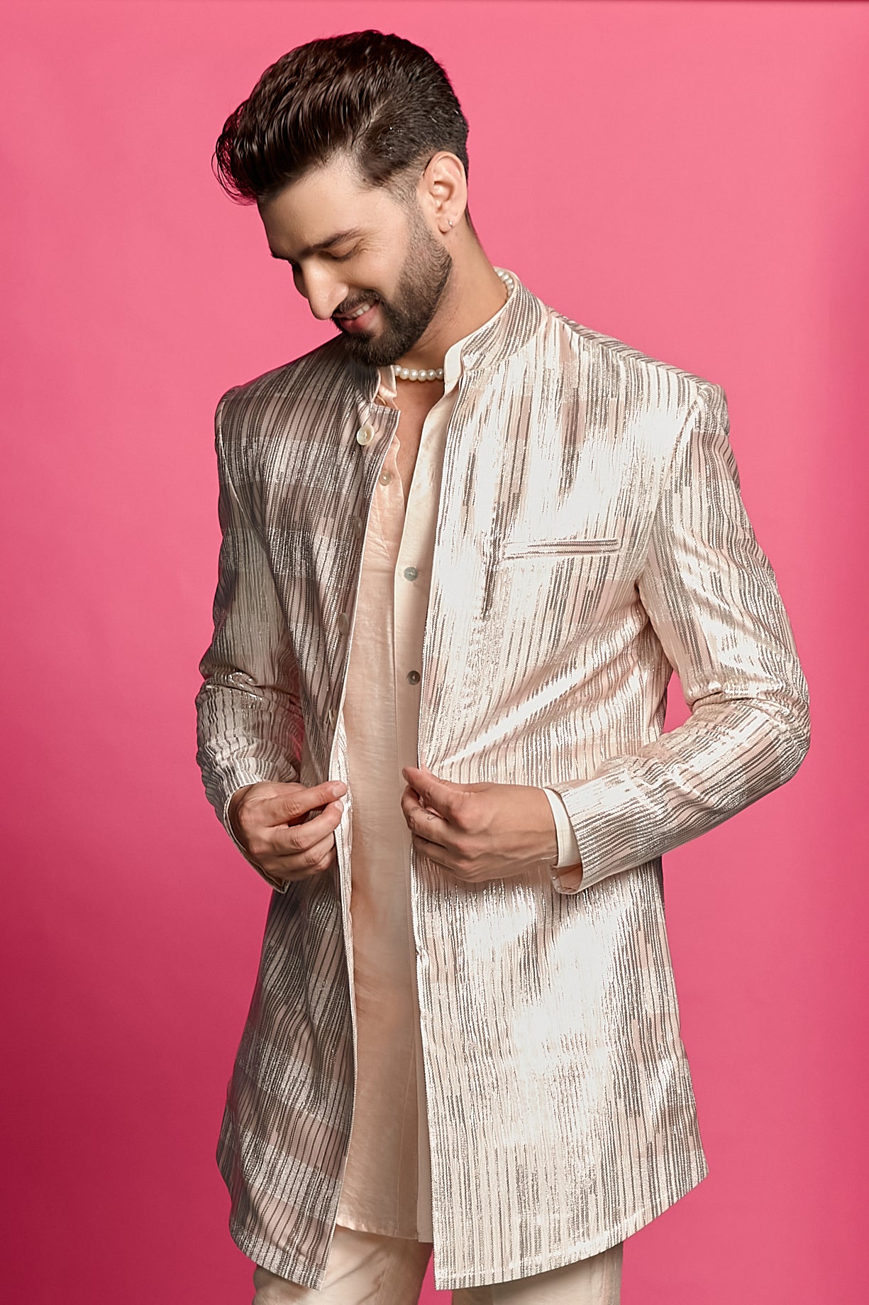 SHIMMERVEIL BLUSH PINK BLAZER SET