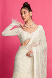 Ivory Hand Embroidered Draped Saree