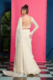 Ivory Hand Embroidered Draped Saree