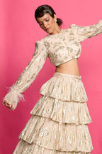 Gold Shimmer 5 Tiered Lehenga Set