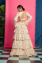 Gold Shimmer 5 Tiered Lehenga Set