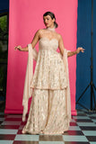 Gold Peplum Sharara Set