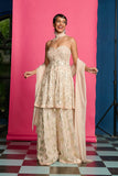 Gold Peplum Sharara Set