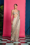 Ombre Dyed Sequins Saree Set Unstitched
