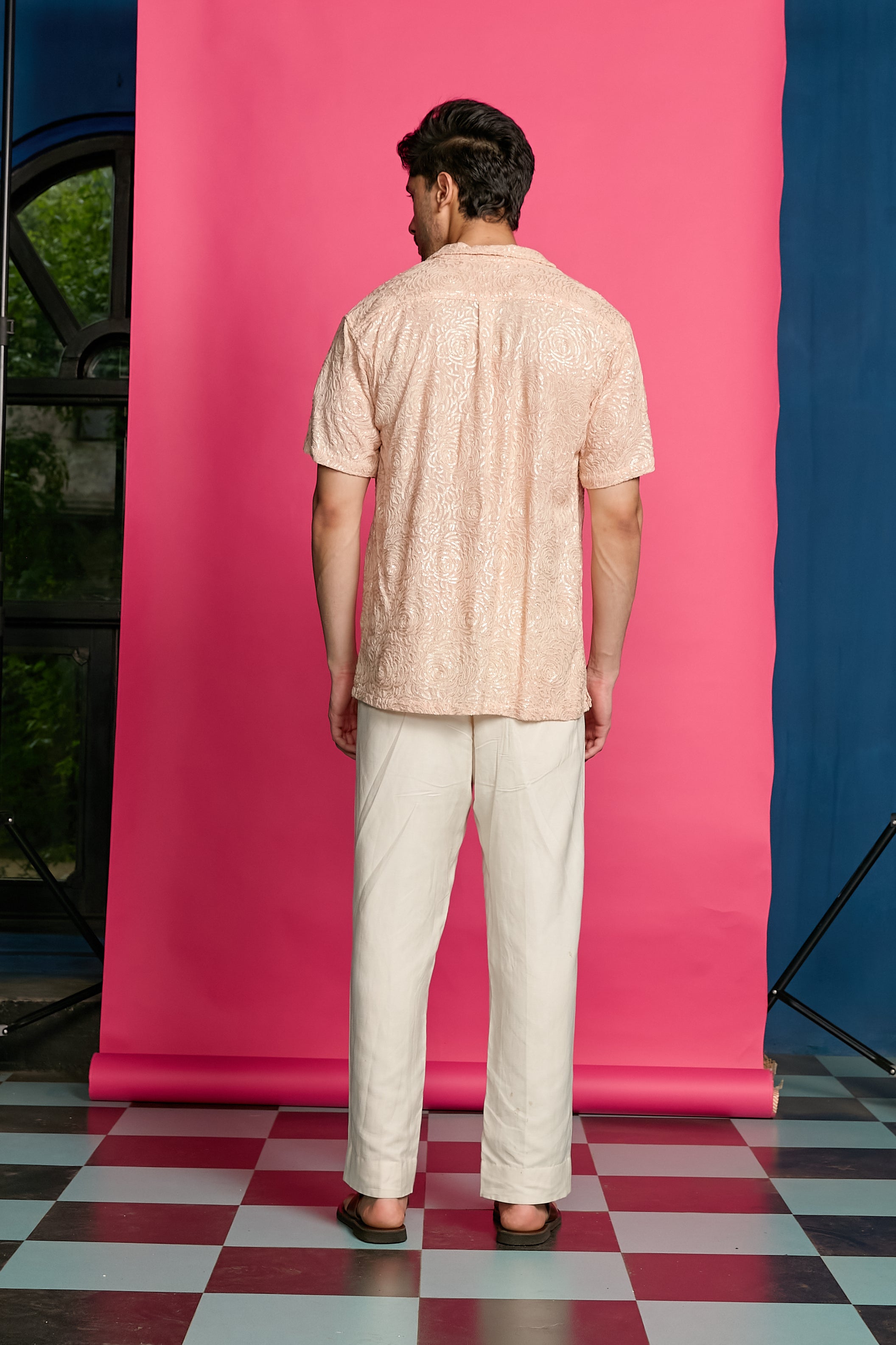 SHIMMERVEIL ROSE PATTERN  PEACH SHIRT