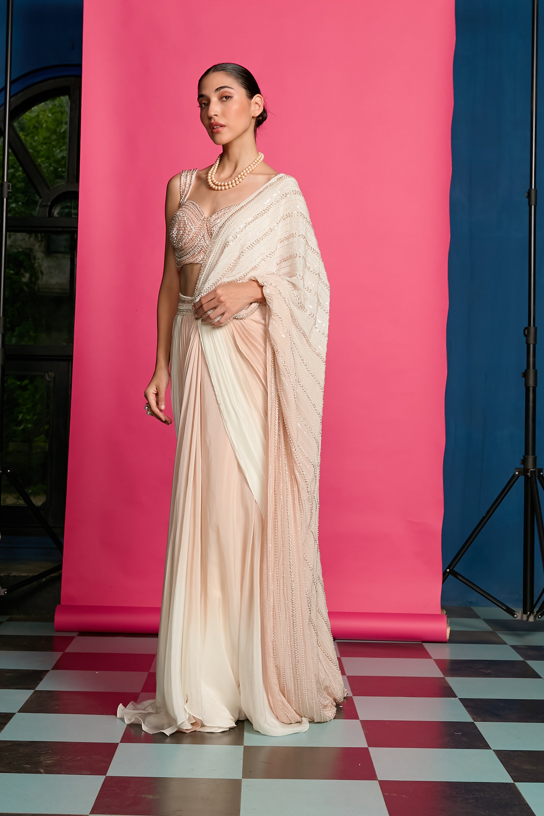 OMBRE DYED DRAPED SAREE