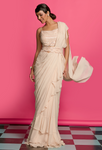 Beige Ruffled Saree