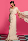 Beige Ruffled Saree