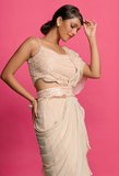 Beige Ruffled Saree