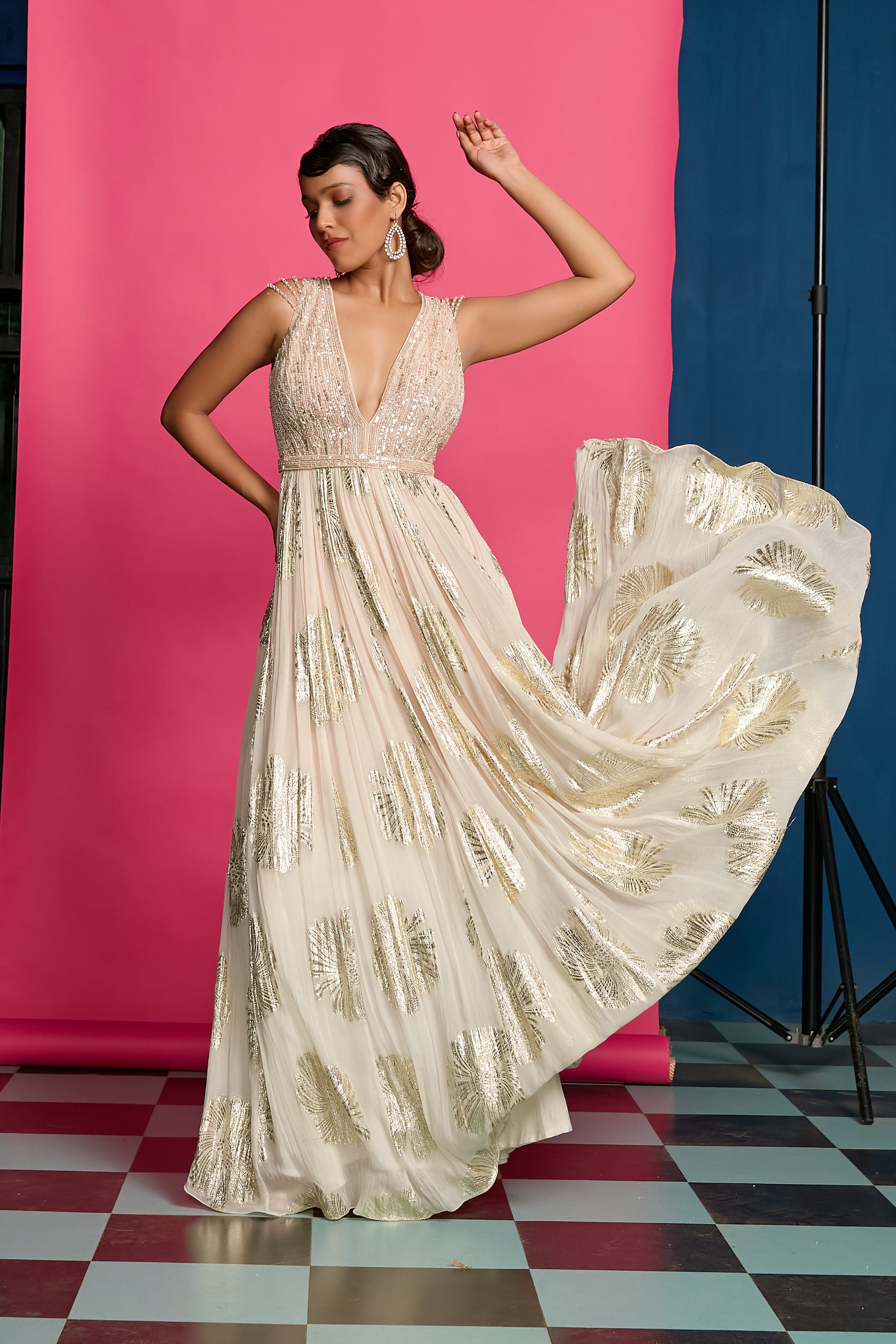 Ombre Dyed Shimmer Anarkali Set