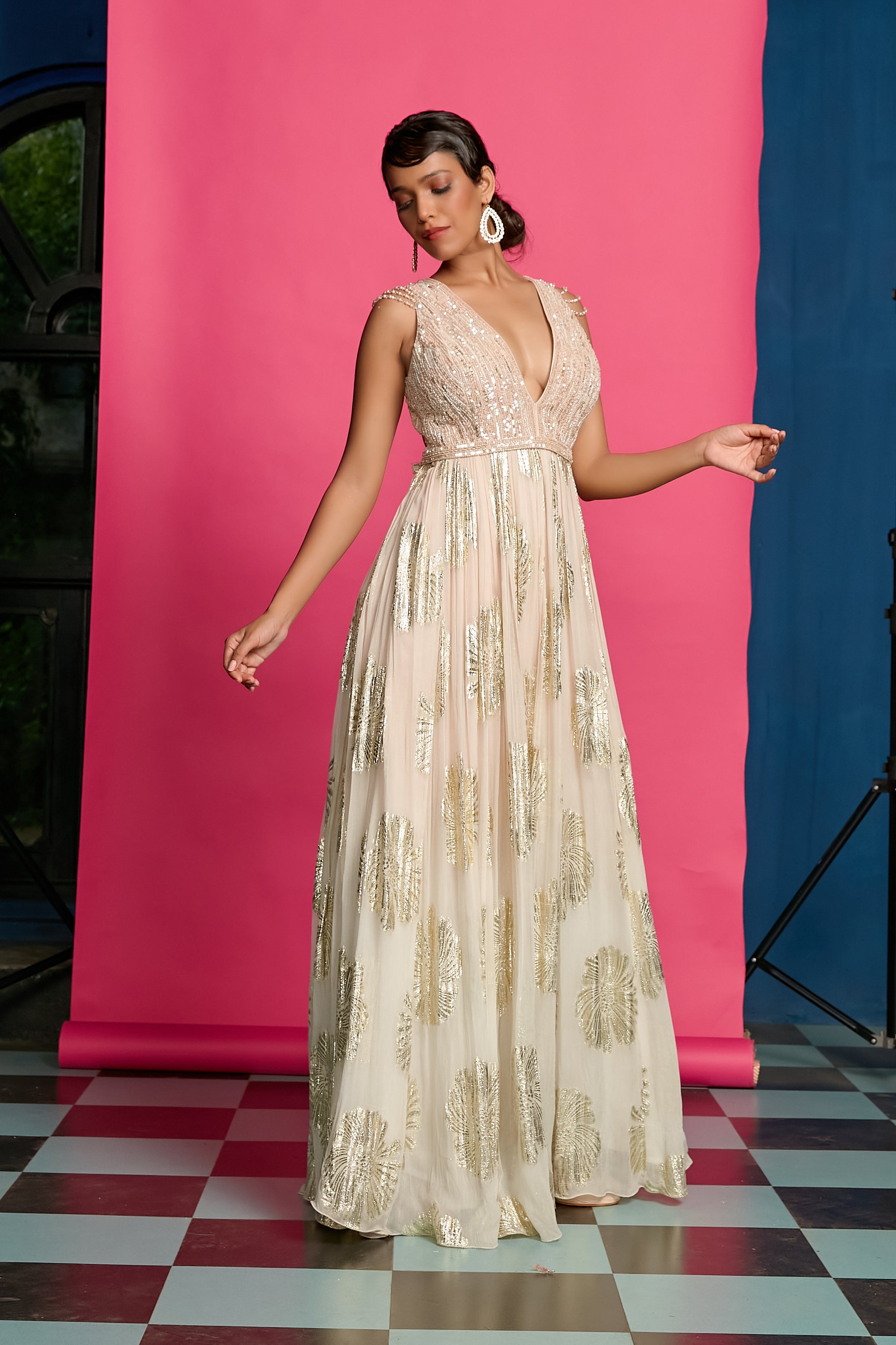 Ombre Dyed Shimmer Anarkali Set