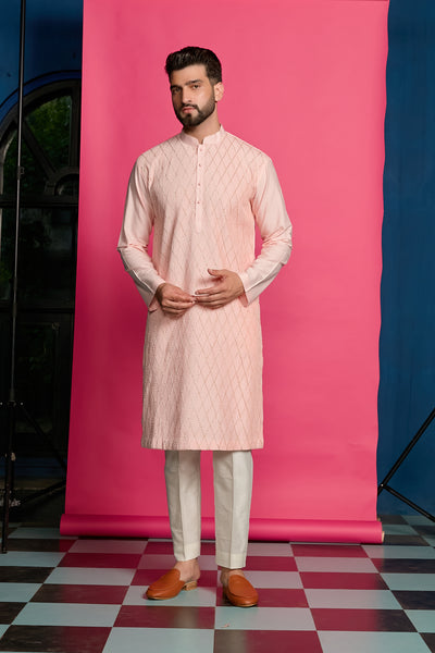 BABY PINK LONG KURTA SET