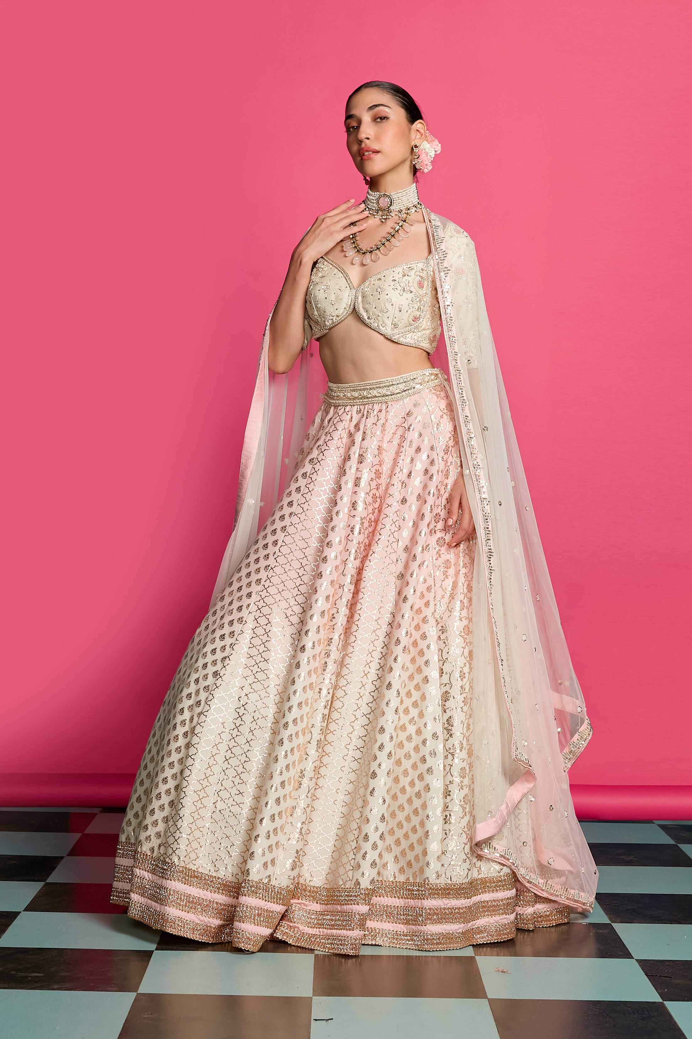 Rose Royal Ombre Dyed Lehenga Set