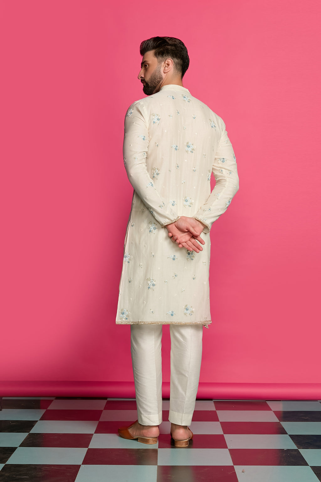 Floral Ivory Embroidered Kurta Set