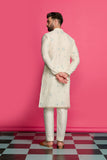 FROSTED PETALS- FLORAL IVORY EMBROIDERED KURTA SET