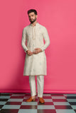 FROSTED PETALS- FLORAL IVORY EMBROIDERED KURTA SET