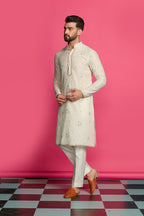 Floral Ivory Embroidered Kurta Set