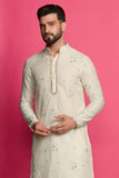 FROSTED PETALS- FLORAL IVORY EMBROIDERED KURTA SET