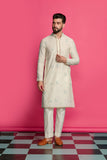 FROSTED PETALS- FLORAL IVORY EMBROIDERED KURTA SET
