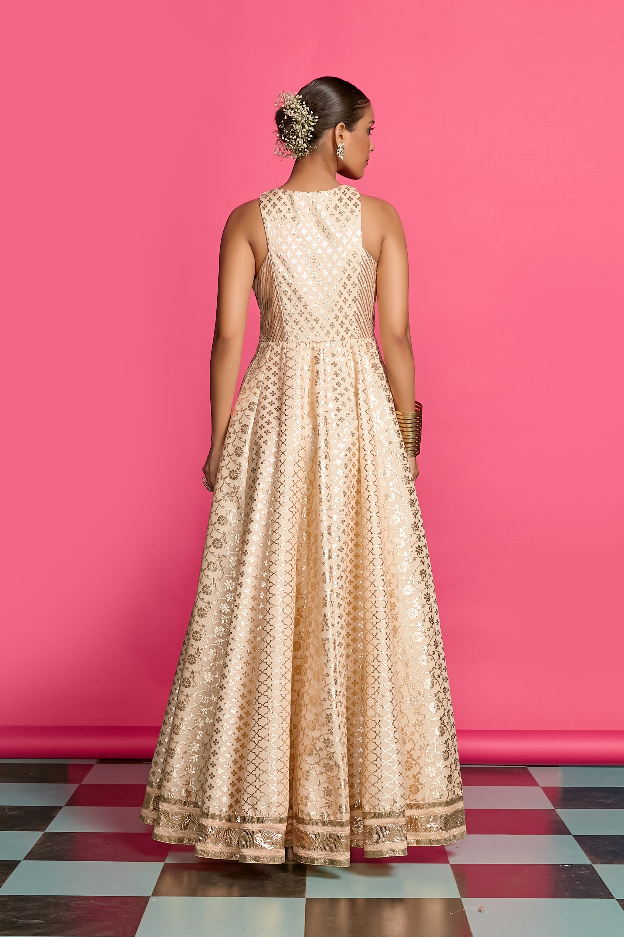 VINTAGE ROSE GOLD ANARKALI SET